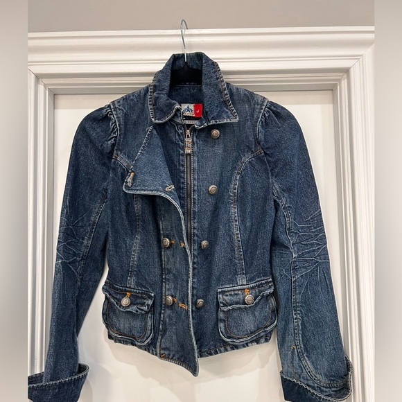 Max Jeans Dark Blue Double-Breasted Jean Jacket - Picture 9 of 11